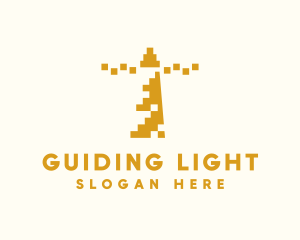 Yellow Pixel Lighthouse logo design