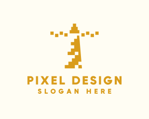 Yellow Pixel Lighthouse logo design