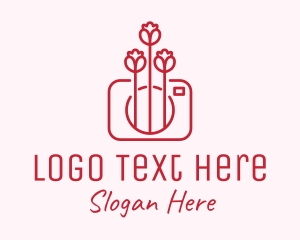 Floral - Camera Tulip Rose logo design