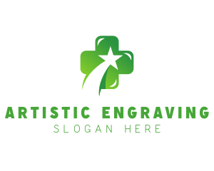 Green Doctor Medical Star Cross logo design