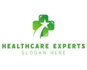 Green Doctor Medical Star Cross logo design