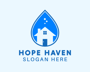 H2o - House Cleaning Droplet logo design