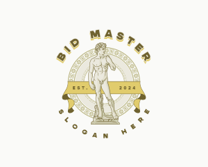 Auction - Renaissance Man Sculpture logo design
