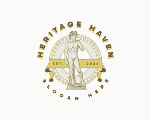 Historical - Renaissance Man Sculpture logo design