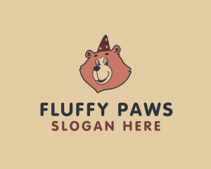 Fluffy - Party Hat Bear logo design