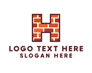 Masonry - Builder Brick Letter H logo design