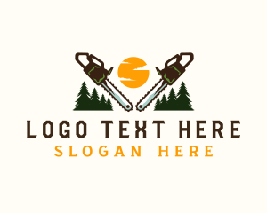 Forestry - Saw Pine Tree Cutting logo design