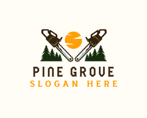 Saw Pine Tree Cutting logo design