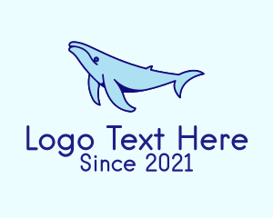 Aquatic Animal - Blue Humpback Whale logo design
