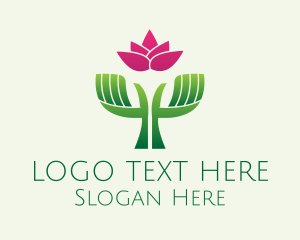 Wellness Center - Sprout Yoga Hands Lotus logo design