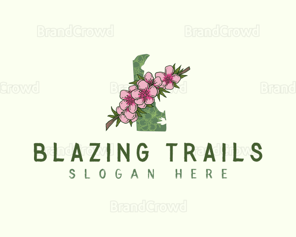 Delaware Peach Blossom Flower Logo