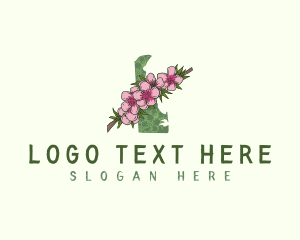 Geography - Delaware Peach Blossom Flower logo design