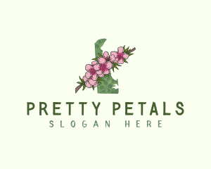 Delaware Peach Blossom Flower logo design