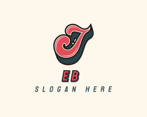 Liquor - Retro Apparel Cursive Letter J logo design