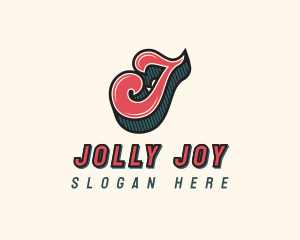 Retro Apparel Cursive Letter J logo design