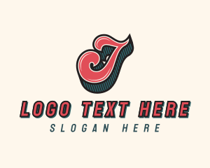 League - Retro Apparel Cursive Letter J logo design