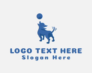 Dog Walker - Blue Dog Ball logo design