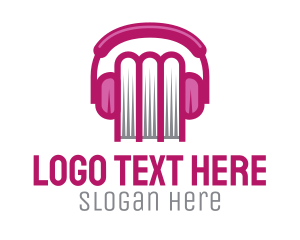 Audiobook - Pink Book Headphones logo design