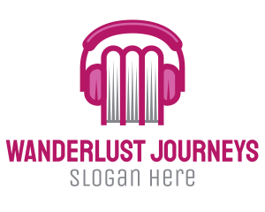 Playlist - Pink Book Headphones logo design