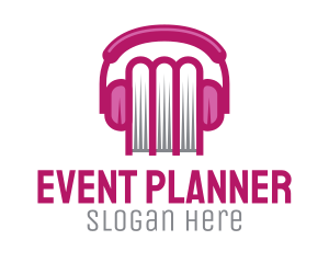 Podcast - Pink Book Headphones logo design