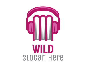 Book - Pink Book Headphones logo design