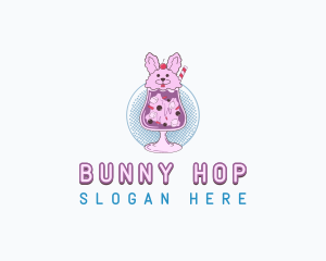 Cute Bunny Drink logo design