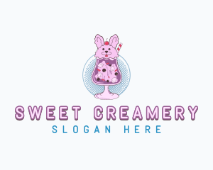 Cute Bunny Drink logo design