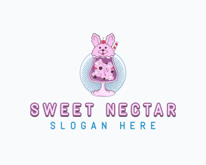 Cute Bunny Drink logo design