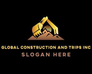 Demolition - Construction Mountain Excavator logo design