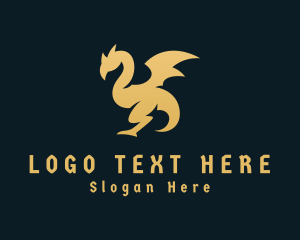 Golden - Gold Medieval Dragon logo design