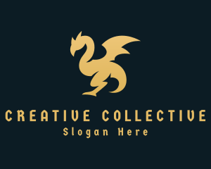 Gold Medieval Dragon logo design