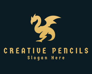 Gold Medieval Dragon logo design