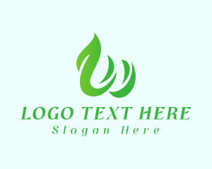 Grower - Natural Green Letter W logo design