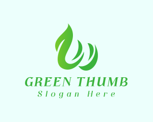Grower - Natural Green Letter W logo design