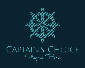 Captain - Ship Helm Sketch logo design