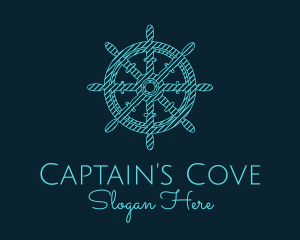 Captain - Ship Helm Sketch logo design