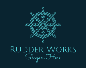 Rudder - Ship Helm Sketch logo design