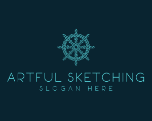 Ship Helm Sketch  logo design