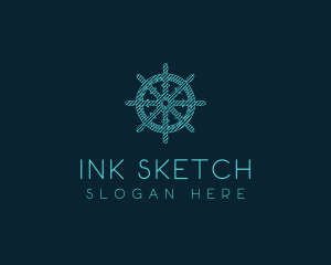 Ship Helm Sketch  logo design