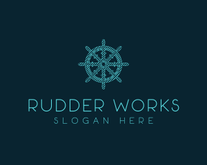 Rudder - Ship Helm Sketch logo design