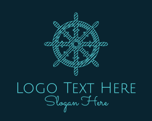 Voyage - Ship Helm Sketch logo design