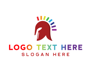 Medieval - Rainbow Spartan Helmet logo design