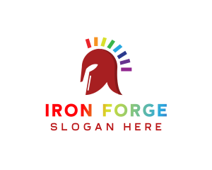 Rainbow Spartan Helmet logo design