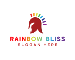 Rainbow Spartan Helmet logo design