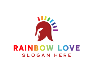 Rainbow Spartan Helmet logo design