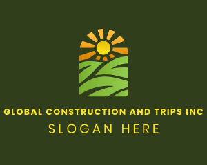 Organic - Leaf Sun Landscape logo design