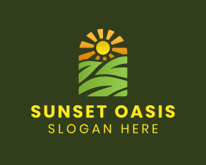 Leaf Sun Landscape logo design