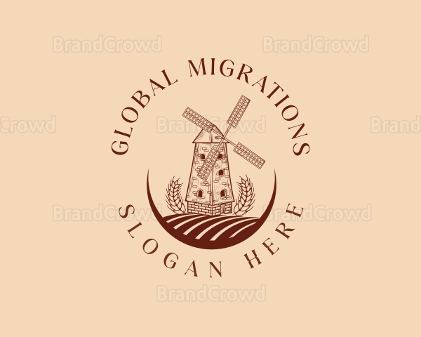 Agriculture Windmill Grain Logo