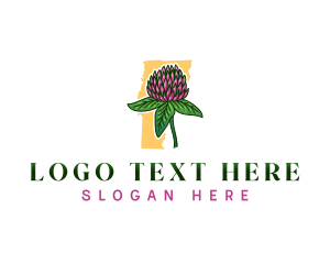 Map - Vermont Red Clover Flower logo design