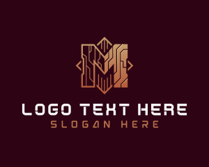 Metalwork - Digital Tech Letter M logo design